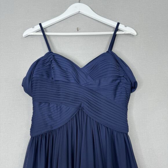 Alex Evenings Womens Dress 6 Blue Mesh Gown Bow Back Formal Bridesmaid Wedding - Picture 3 of 15